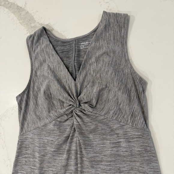 Eddie Bauer Twist Front VNeck Sleeveless A-Line Dress Womens Medium Heather Gray - Picture 3 of 7